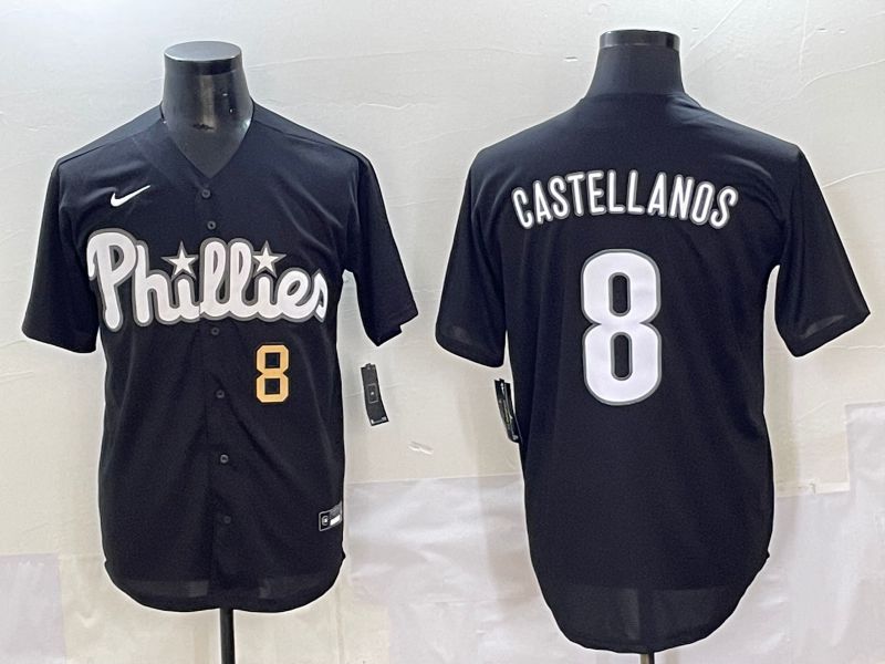Men 2025 Philadelphia Phillies 8 Castellanos Black Fashion Nike MLB Jersey style 7154